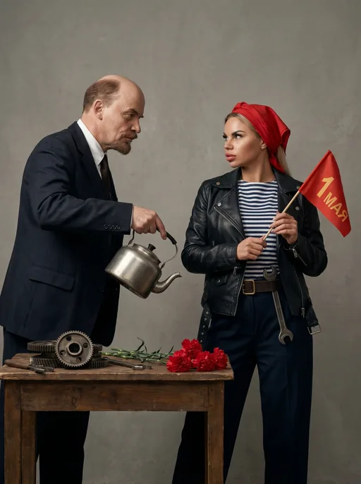 Гиперреалистичная студийная съёмка в стиле fashion editorial с концептуальной...